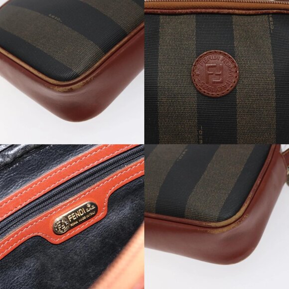 FENDI Pecan Canvas Shoulder Bag Brown Black Auth - Picture 15 of 16